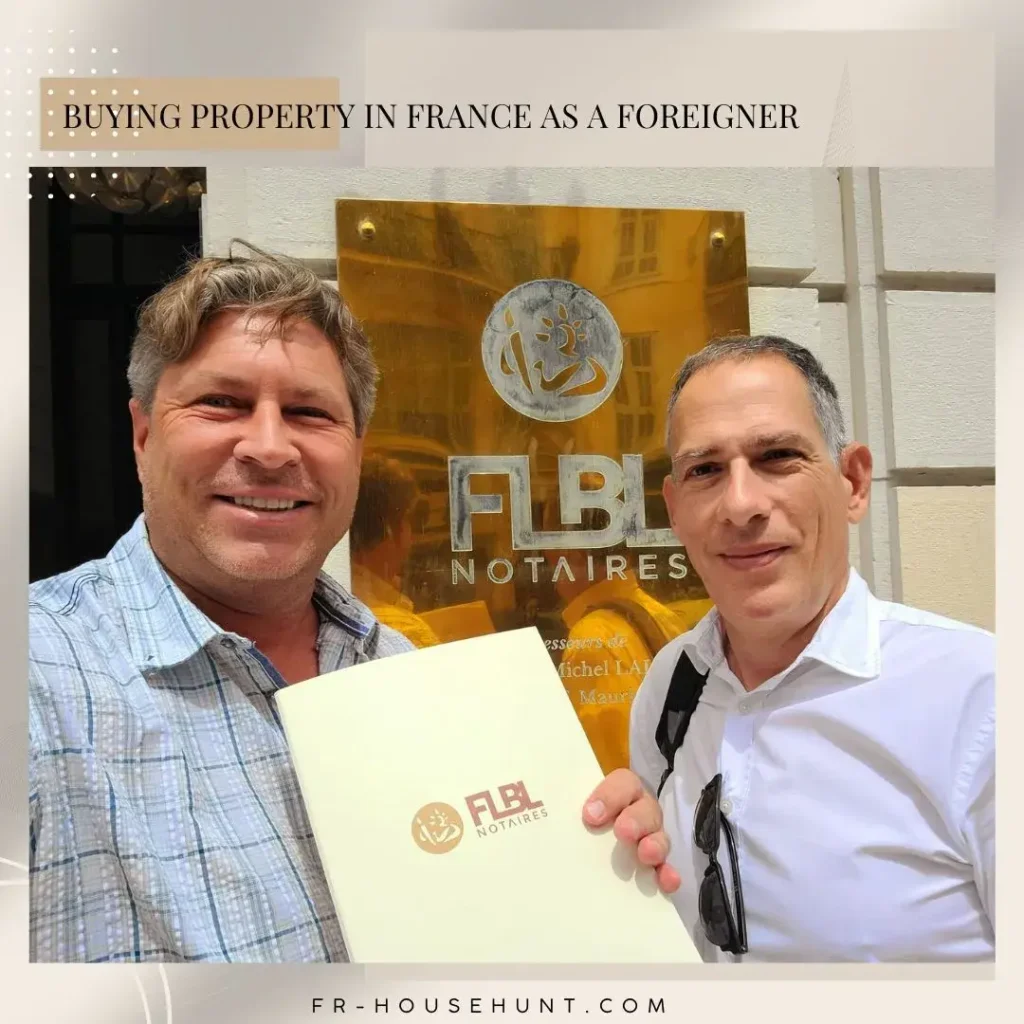 Happy foreign client buying property in France